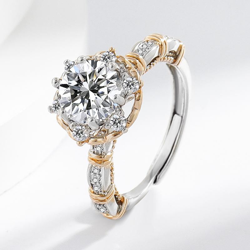 2026 Inlaid Zircon Ring Female Princess Ring Six-claw Luxury Engagement Ring Resizable  ﻿