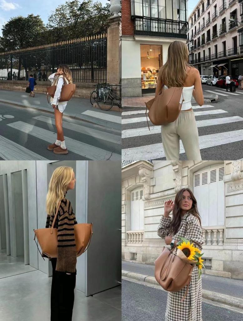 2024 Nový styl Dámská kožená taška tote - Velká kapacita, Lehký luxus, Všestranný design