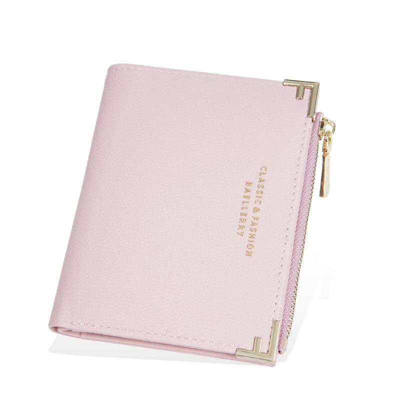 Simple Short Wallet For Women Pu Leather With Antitheft Zipper
