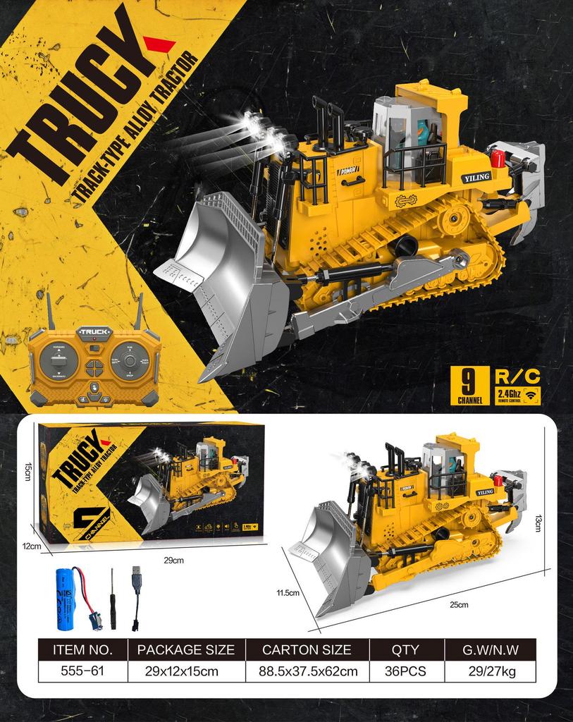 Alloy Remote Control Excavator Digger Vehicle Toy Bulldozer for Kids - Free Shipping