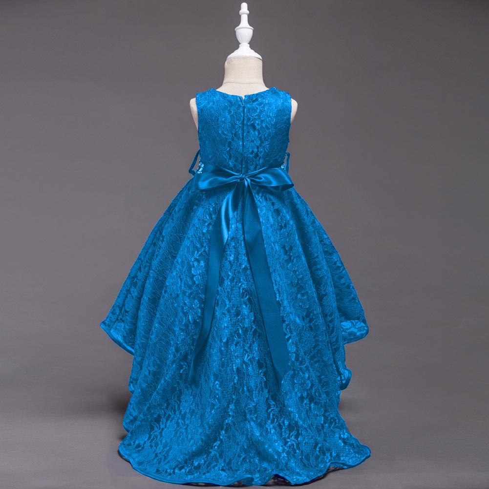 Flower Girl Trailing Wedding Dresses Girl Bright Drill Tutu Dress Lace Princess Long Dress Party