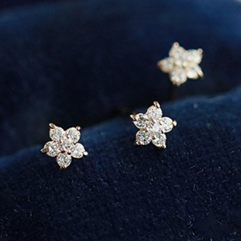 Dainty Five-pointed Star Design Stud Earrings  Sterling Silver Noble Accessories Female Fresh Gold Color Party Jewelry