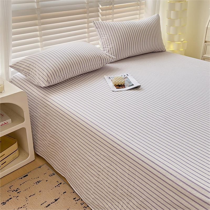 Striped Washable Bed Sheet Solid Color For Student Dormitory