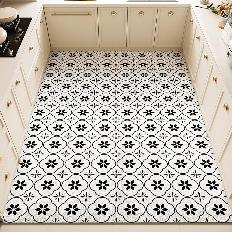Fresh Kitchen Mat - Waterproof, Oil-Resistant, Non-Slip PVC Leather Area Rug, Easy-Clean and Cuttable Floor Mat for Home Use