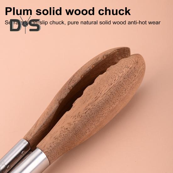 Pinze da Cucina in Legno di Noce e Acciaio Inossidabile Clip per Alimenti con Meccanismo di Blocco Resistenti al Calore Pinza da Servizio per Insalata per Cucinare Grigliare