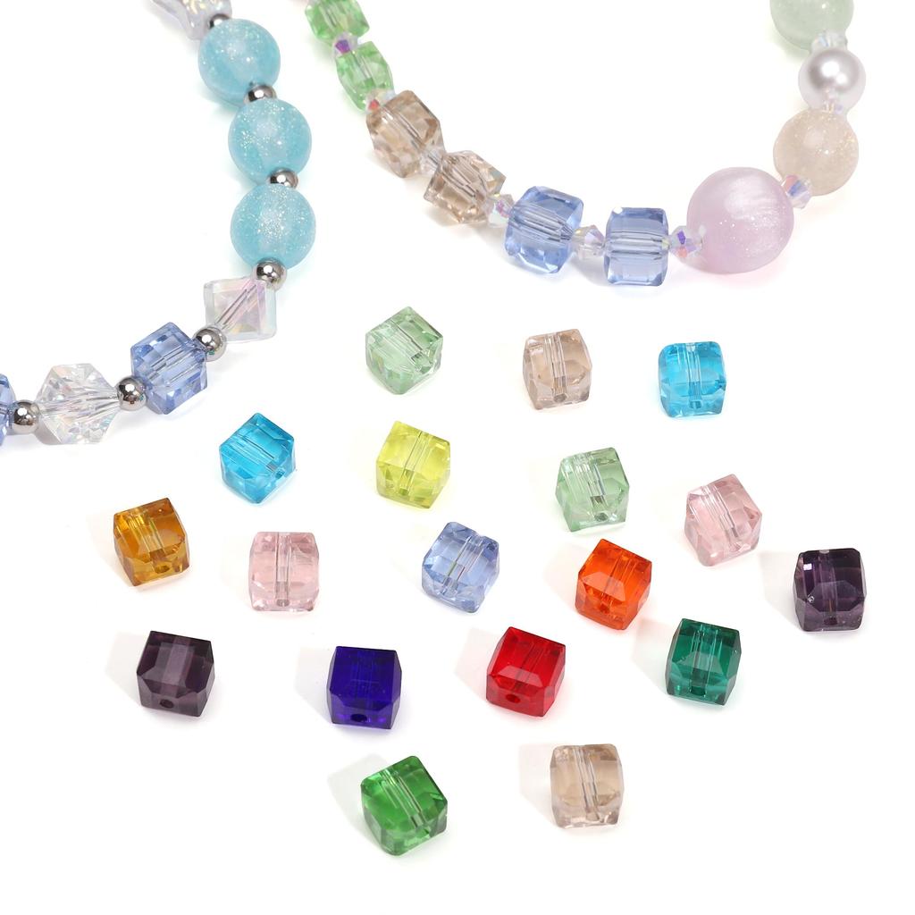 10-20Pcs Glass Crystal Transparent Three-dimensional Square Beads for Jewelry Making DIY Bracelet Necklace