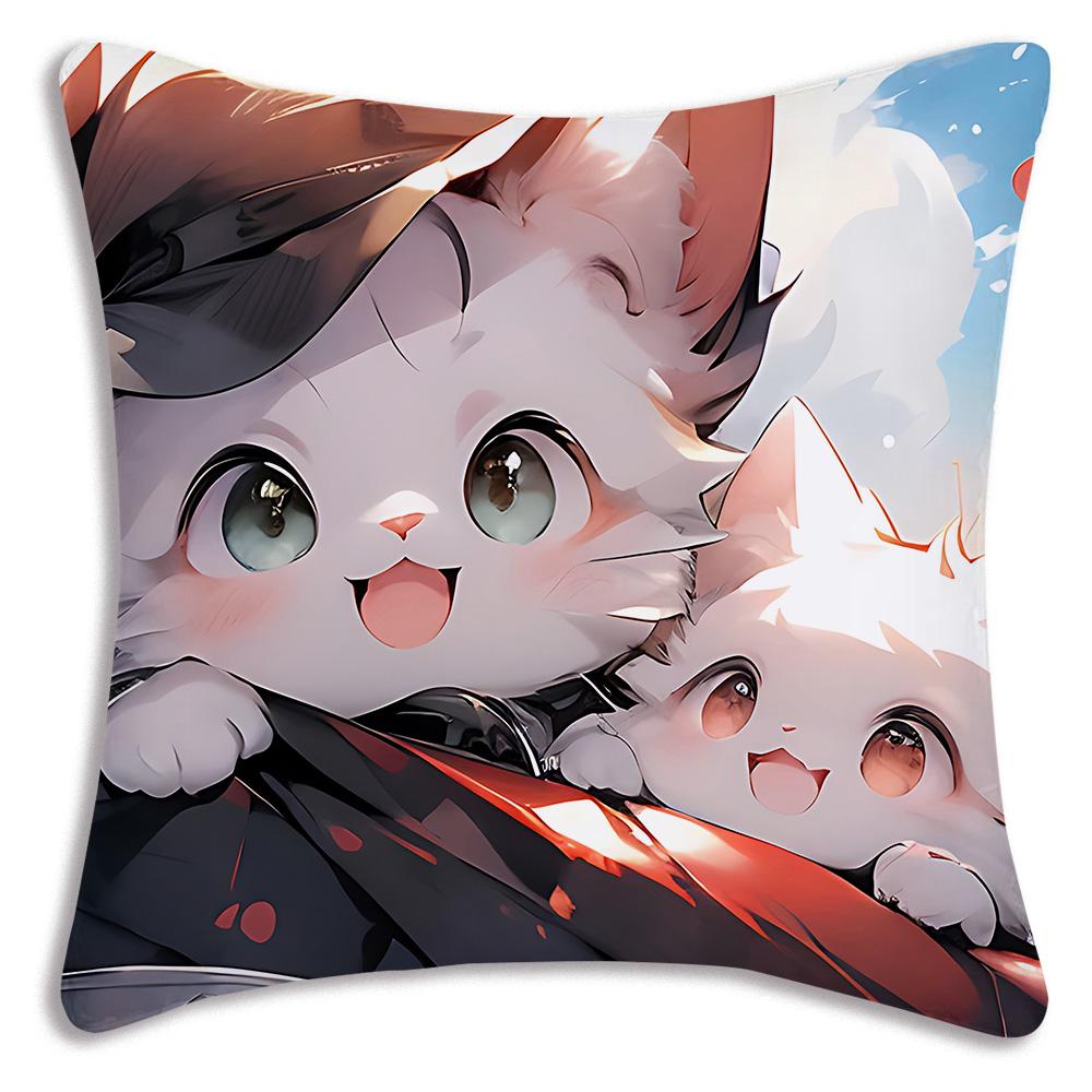 Kawaii Cartoon Cute Cat Gaming Pillow Covers Cartoon Sofa Decorative Home Double-Sided Printing Short Plush Cute Cushion Cover