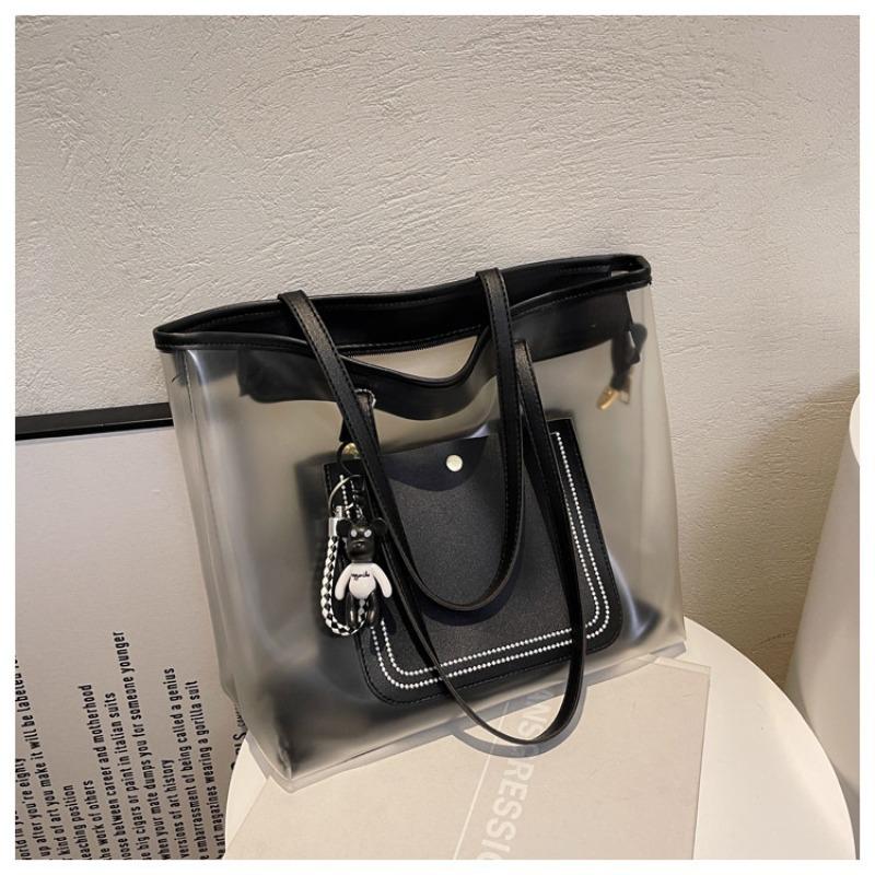 Large Capacity Transparent Bag Women's Summer New Fashion Popular Versatile Shoulder Bag Tote Bag