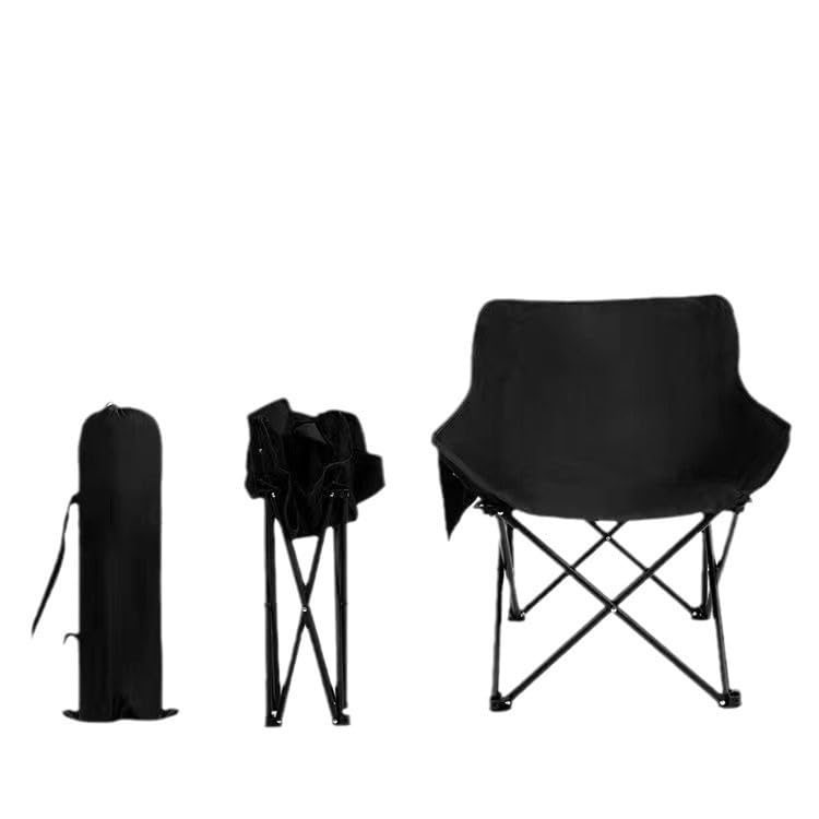 Portable Folding Moon Chair for Outdoor Activities, Beach, Picnics, and Camping (Black)