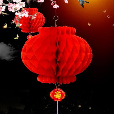 10 Pieces Chinese Red Paper Lanterns Festival Decorations Celebration Supplies Waterproof 16-45cm Assorted Sizes for New Year