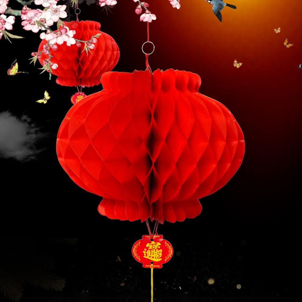 10 Pieces Chinese Red Paper Lanterns Festival Decorations Celebration Supplies Waterproof 16-45cm Assorted Sizes for New Year