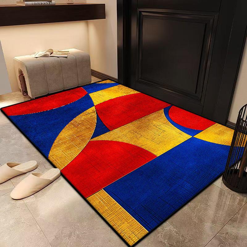 Geometric Living room rugs Decoration bedroom floor Flannel mats customizable cloakroom Short velvet office carpet washable