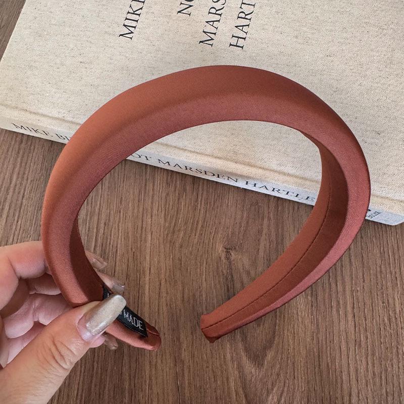 Elegant Textured High Crown Headband for Women - Solid Color Sponge Hair Accessory