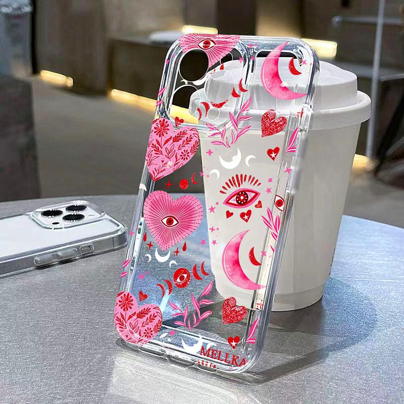 Heart Doodle Floral Art Phone Case for iPhone 17 16 15 14 13 12 11 Series Pro Max Plus Double Layer Protection
