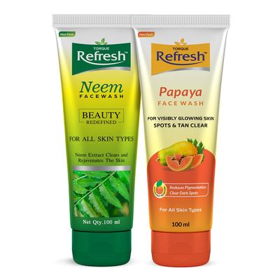 Torque Refresh Neem Face Wash and Refresh Papaya Facewash For Scar Removal Face Wash