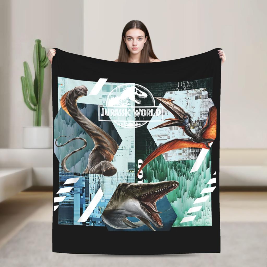 Jurassic Rebirth Spinosaurus Attack Världsplädar Dinosaurie Fleece Rolig Varm Pläd för Sängöverkast Höst/Vinter Utomhus