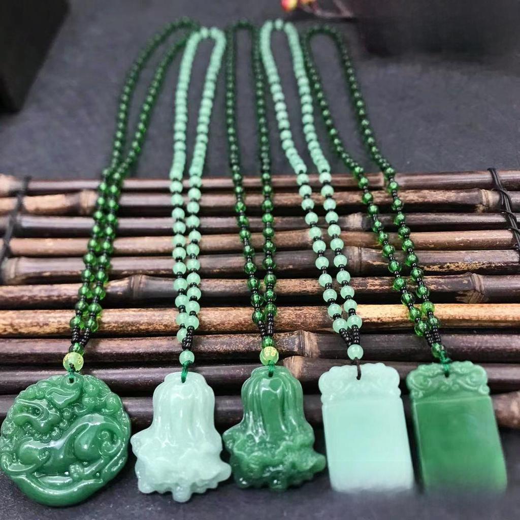 Imitace aventurínu Svetrový náhrdelník - Design zelí Guanyin od značek Wu Shi a Dragon & Phoenix