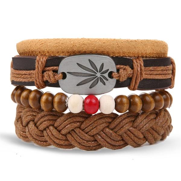 One Piece Vintage Flower Bracelet and Bangles Bohemian Style Multi-Layered Leather Bracelet Women Men Wrap Women Punk Jewelry Gift