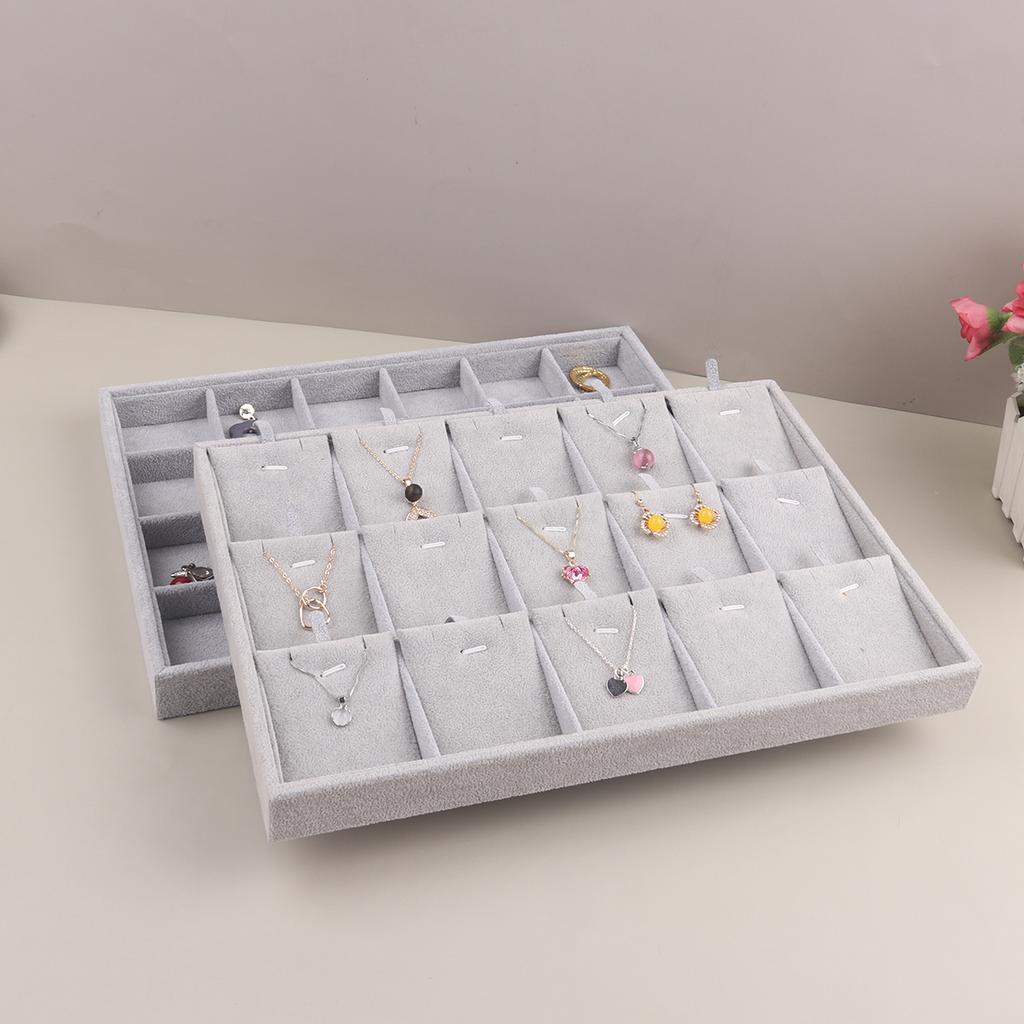 Schmuckdisplay aus Samt, stapelbar, exquisiter Schmuckhalter, tragbar, Organizer-Box für Ringe, Ohrringe und Halsketten