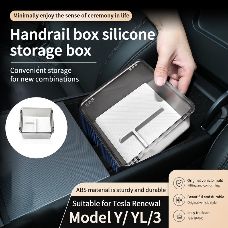 For Tesla Model 3 Highland / Y Juniper / YL Center Console Armrest Storage Box Hidden Storage Box Car Interior Tuning Accessory