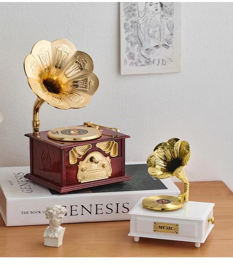 European Retro Vinyl Record Phonograph Music Box - Home, Bar & Cafe Decorative Ornament