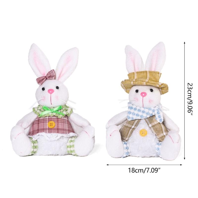 Easter Rabbit Decorations Glowings Easter Rabbit Ornament Handmade Plush Easter Doll Toy for Holiday Table Home