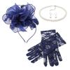 Lady Fascinators Headband Elegant Pearls Opera Necklace Earrings Lace Gloves Set 1920s Versatile Headwear