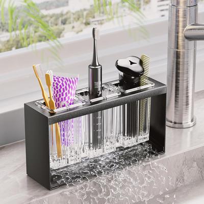 Toothbrush Holders for Bathrooms Detachable Toothbrush Organizer with 3 Slots Toothbrush and Toothpaste Holder Set for Counter