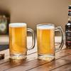 Large Capacity Glass Beer Cup with Handle Transparent Thick Bottomed Beer Glass Water Bottle Party Bars Juice Beverage Cups