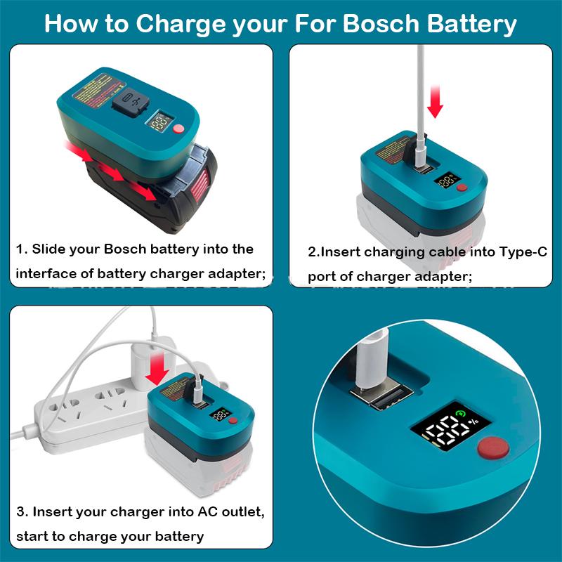 Battery Fast Charging Adapter For Makita/Bosch For Milwaukee/Dewlt 18/20V Battery With USB Type-C interface Input Output