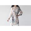 Spring/Summer Women's Cotton and Hemp Floral Shirts Large Size Loose Medium To Long Seven Sleeve Shirt