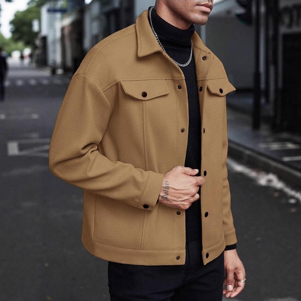 European Autumn/Winter Lapel Wool Men's Casual Sports Jacket