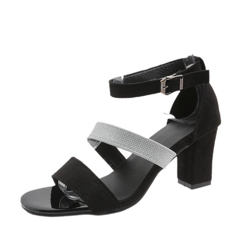 Fashion Ladies Shoes 2025 Open Toe Women's Sandals Plus Size Dress Sandals Women Cover Heel Ankle Buckle Strap Chunky Heels Shoes Women