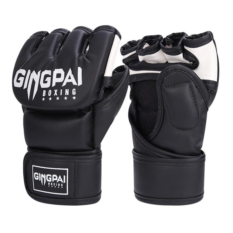Half-Finger Boxing Gloves MMA Kickboxing Muay Thai Training Sandbag Punching Adult Unisex PU Leather
