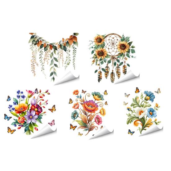 Flower Wall Stickers Peel And Stick Self-Adhesive Floral Decal for Walls Cabinets Refrigerators Bedroom Bathroom Kitchen Decor