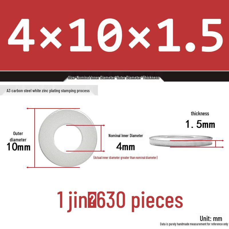 Extra Thick Galvanized Iron Flat Washer, Round, M3-M62