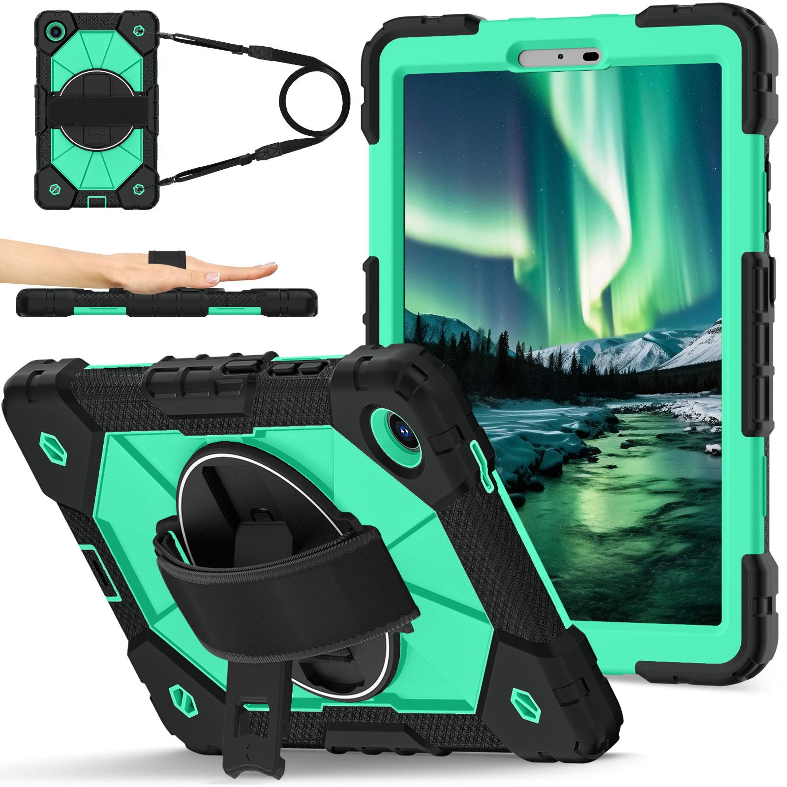 For Lenovo Tab One 8.7 K9 TB-305FU TBX305XU 2025 360 Rotating Hybrid Cover with Shoulder Strap PC-Silicone Heavy Duty Stand Case Tab One K9 8.7