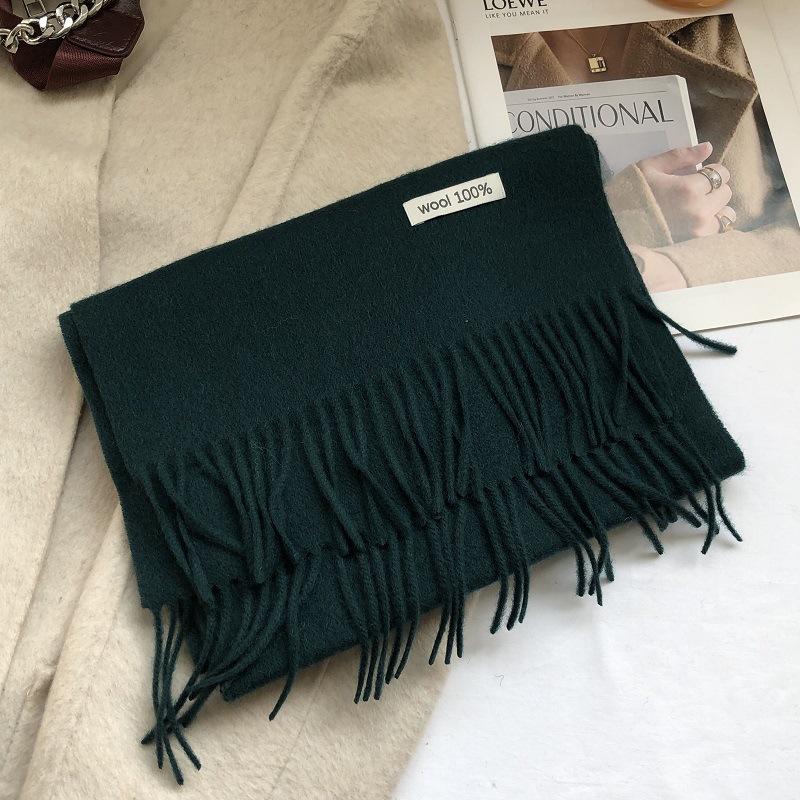 Ladies Wool 100% Australian Pure Wool Scarf Women Long Fringed Warm Cashmere Shawl Winter Thik Warm Knitted Neck Scarf Wrap