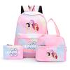 3Pcs/set Cartoon Printed Backpack with Lunch Bag Pencil Case for Teenager Girl Boy Large Capacity Waterproof Bookbag Gift Mochila