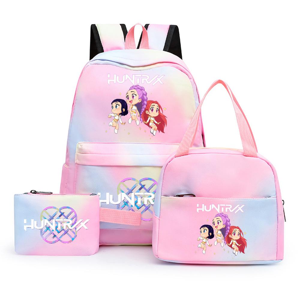 3Pcs/set Cartoon Printed Backpack with Lunch Bag Pencil Case for Teenager Girl Boy Large Capacity Waterproof Bookbag Gift Mochila