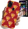 Etui Do Samsung Galaxy A21S - Wzór Z Wesołą Pizzą Na Czerwonym Tle