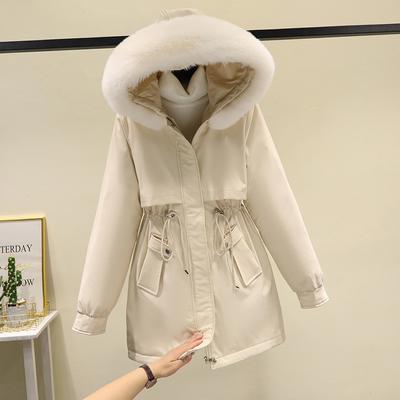 Winterjacken Damen Parka Verdicken Warme Jacke Großer Pelzkragen Mit Kapuze Pelzfutter Parka Mantel Kordelzug Schlanke Kleidung