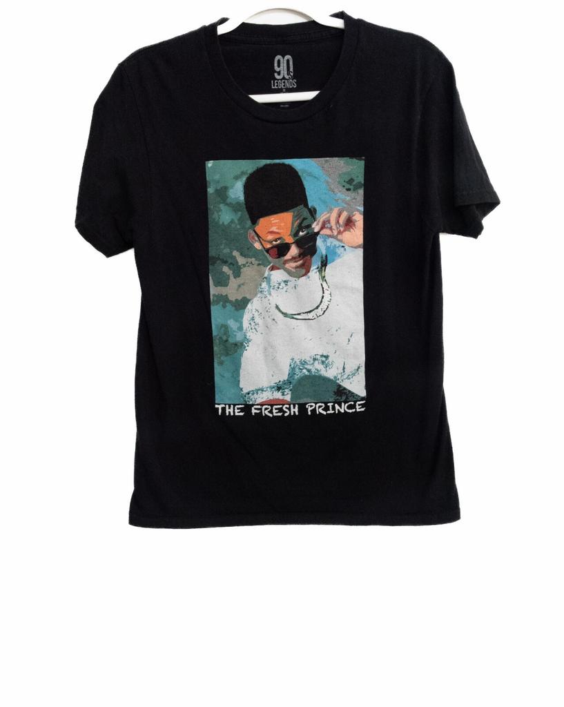 90s Legends Mens Black T-Shirt Will Smith The Fresh Prince Round Neck Cotton M
