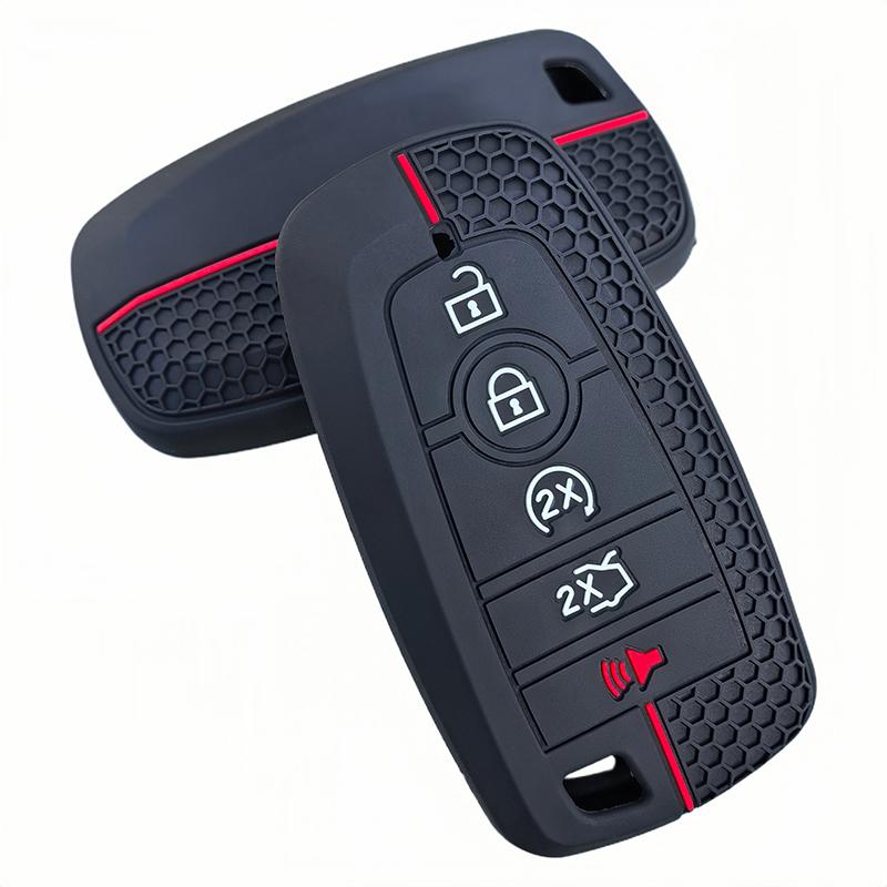 Soft Silicone Car Key Case Cover Shell For Ford Explorer Mustang Fusion Escape F150 F250 F350 F450 F550 Ford Raptor 5 Buttons