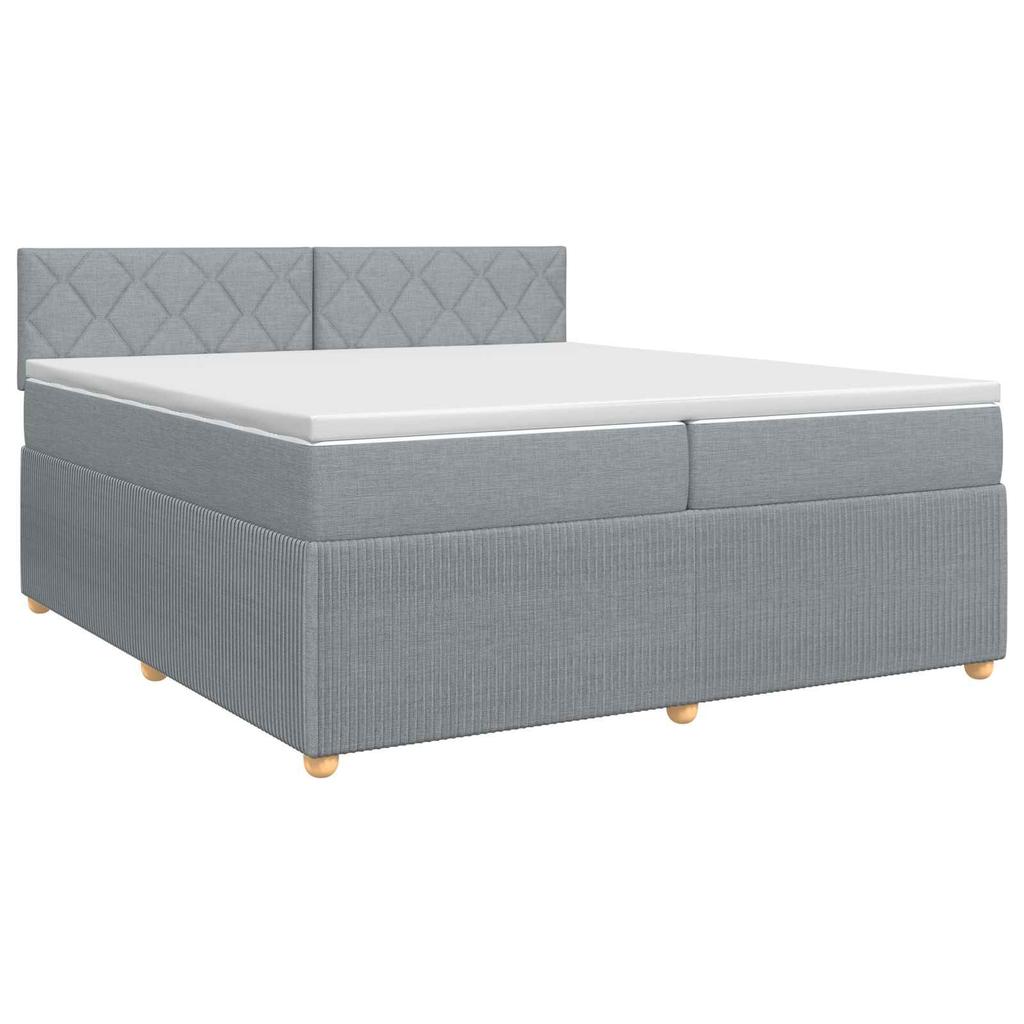 Box Spring Bed with Mattress Light Gray 200 x 200 cm Fabric