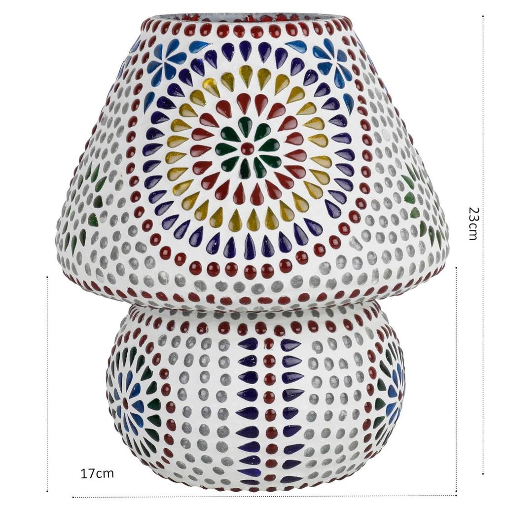 Handgefertigte mehrfarbige Perlen verzierte dekorative Glas-Tischleuchte