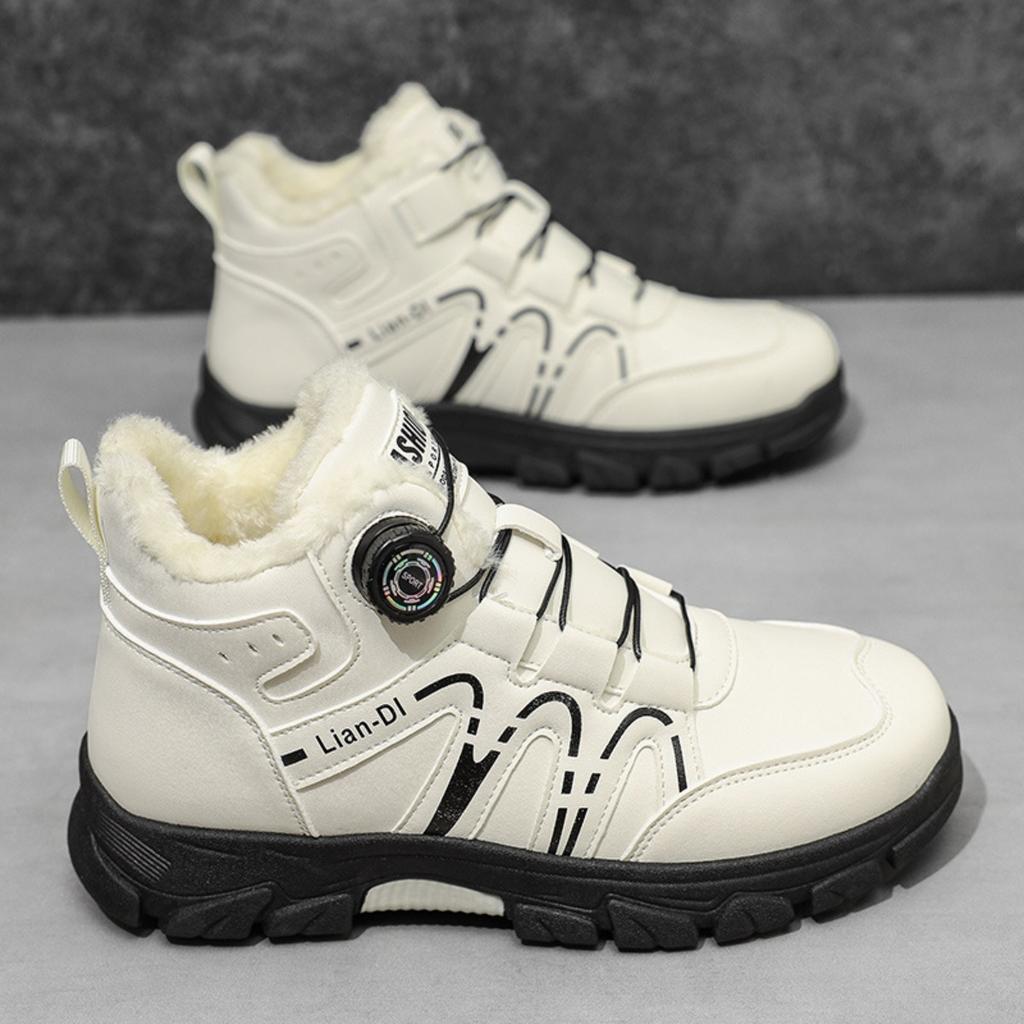 Winter New Style, High Top, Plush and Thickened, Men's Cotton Shoes, Swivel Buckle, Trendy Men's Shoes, British Style, Boots