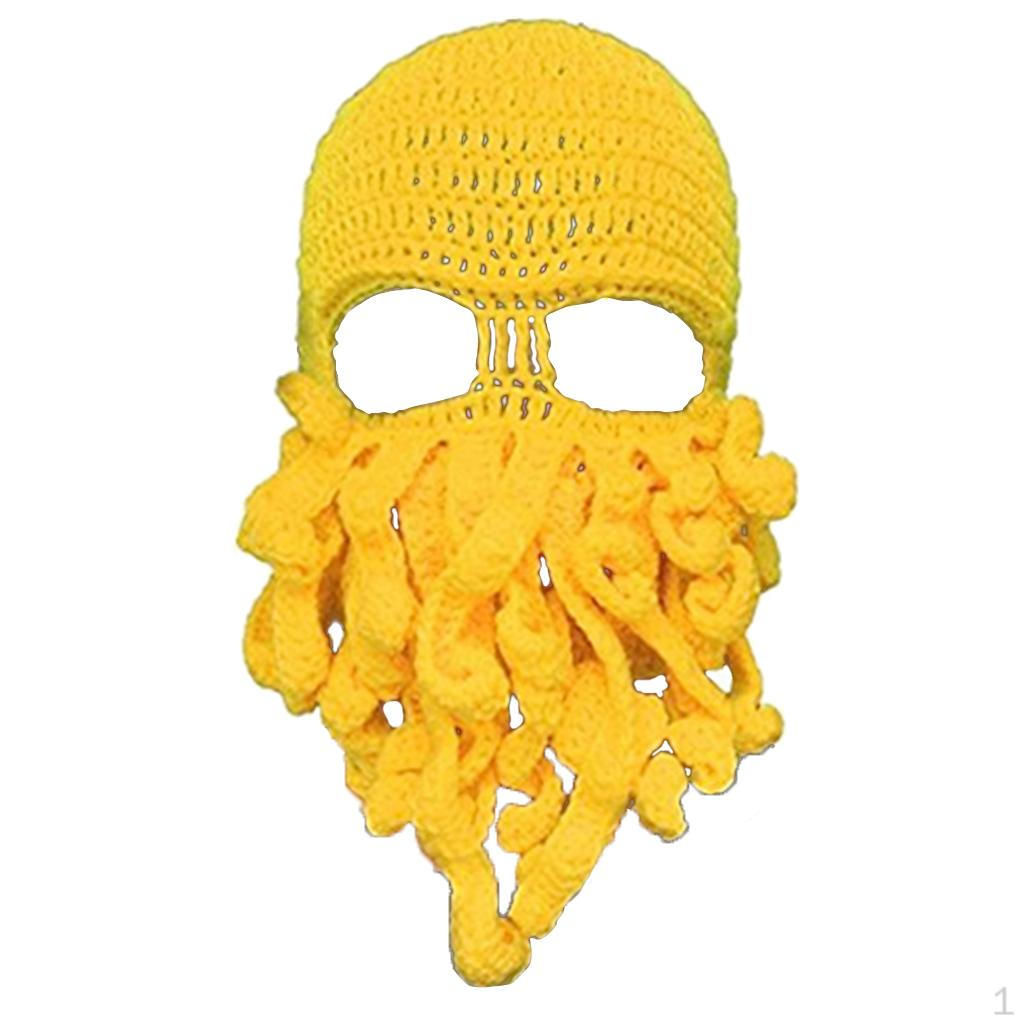 Beard Windproof Knit Hat Womens Yellow