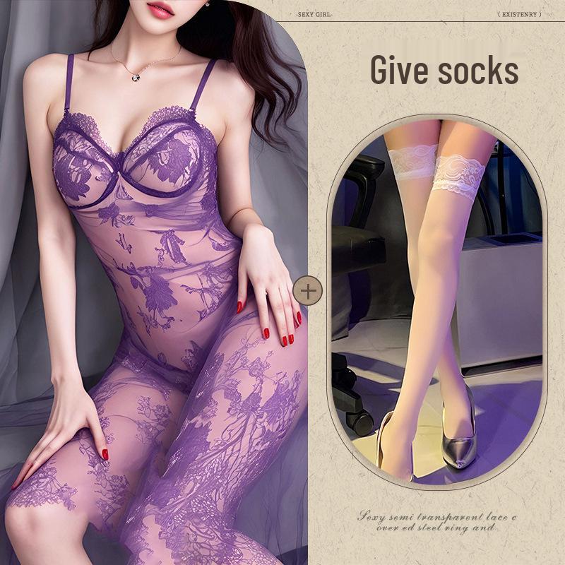 Flirting Lingerie Pure Desire: Sexy See-Through Pajamas & Temptation Robe for Women, Available In Large Sizes