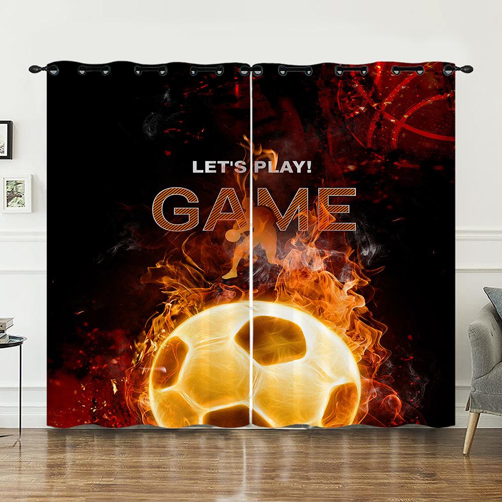 Curtains Bedroom Curtains Digital Printing Sports Blackout Curtain Cloth No Punching